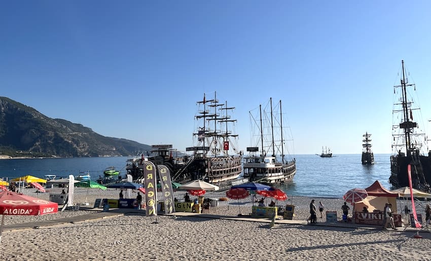 Cruise ship on Oludeniz beach